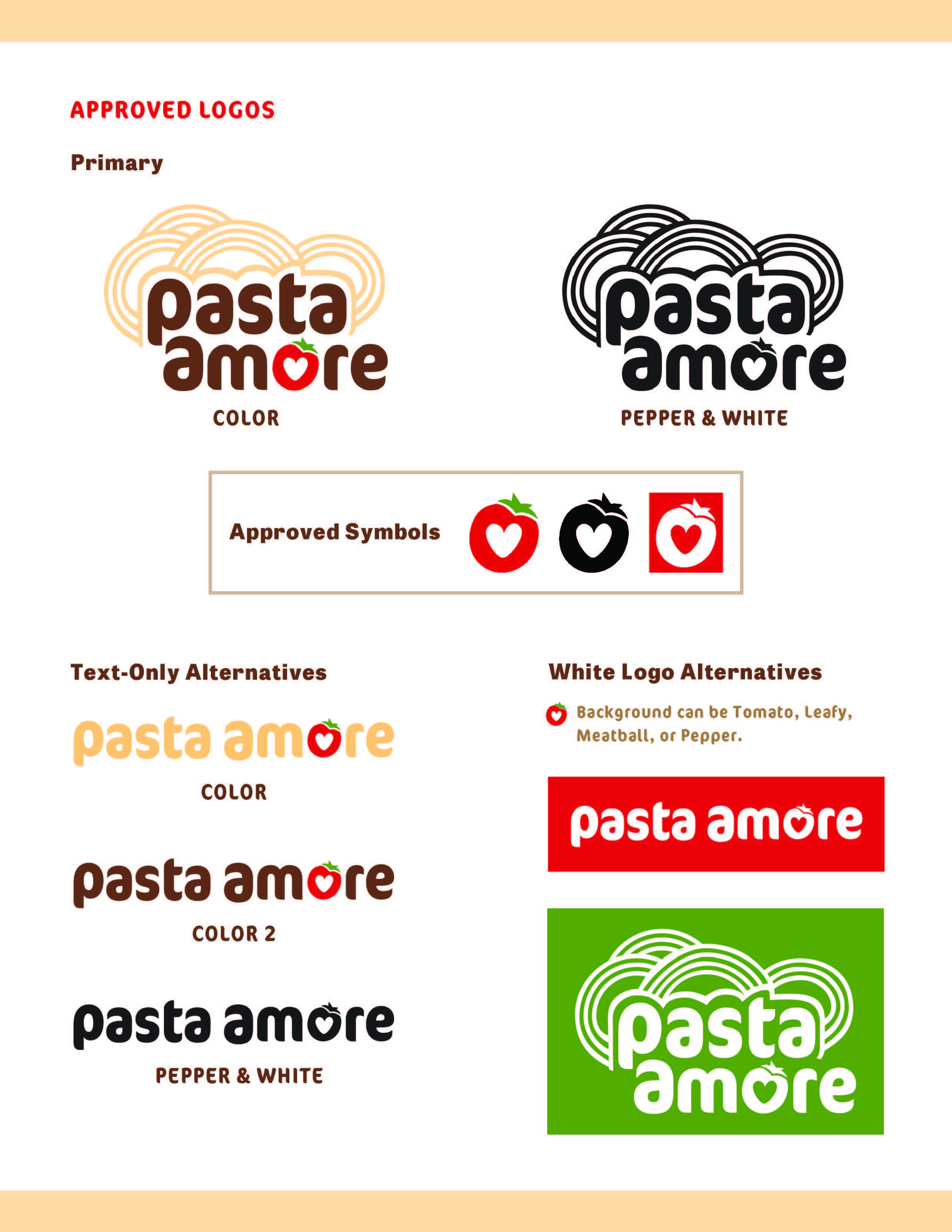 Pasta Amore Brand Style Guide 4